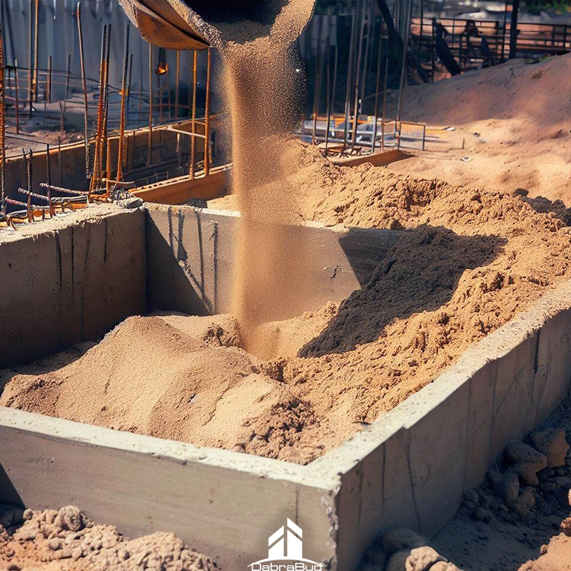Песок при строительстве фундамента